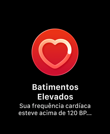 Notificação de frequência cardíaca, círculo vermelho, ícone de coração centralizado