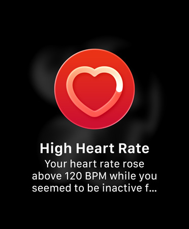 Heart rate notification, red circle, centred heart icon