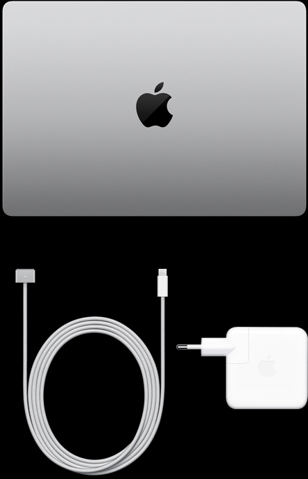 MacBook Pro de 14 pulgadas, cable de USB-C a MagSafe 3 y adaptador de corriente