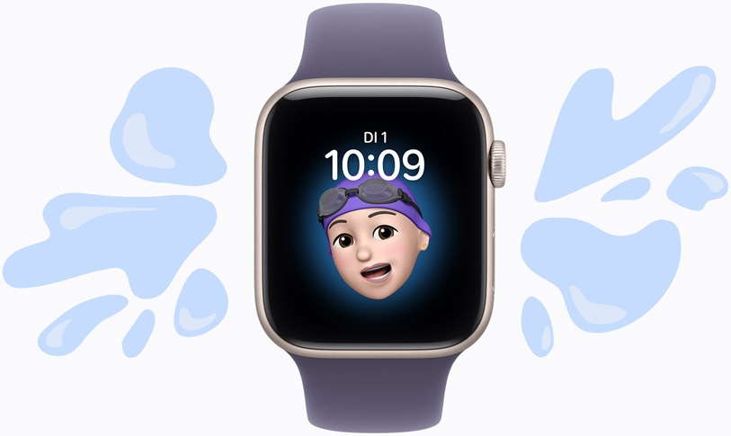 Eine Apple Watch, umgeben von einer Pfütze.