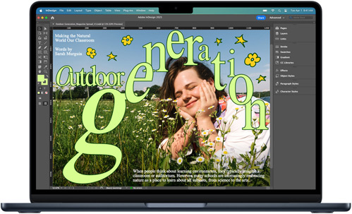 App Adobe InDesign apresentada no MacBook Air