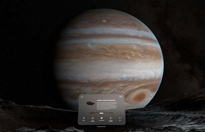 Environnement Jupiter partiellement dans l’obscurité sur Apple Vision Pro