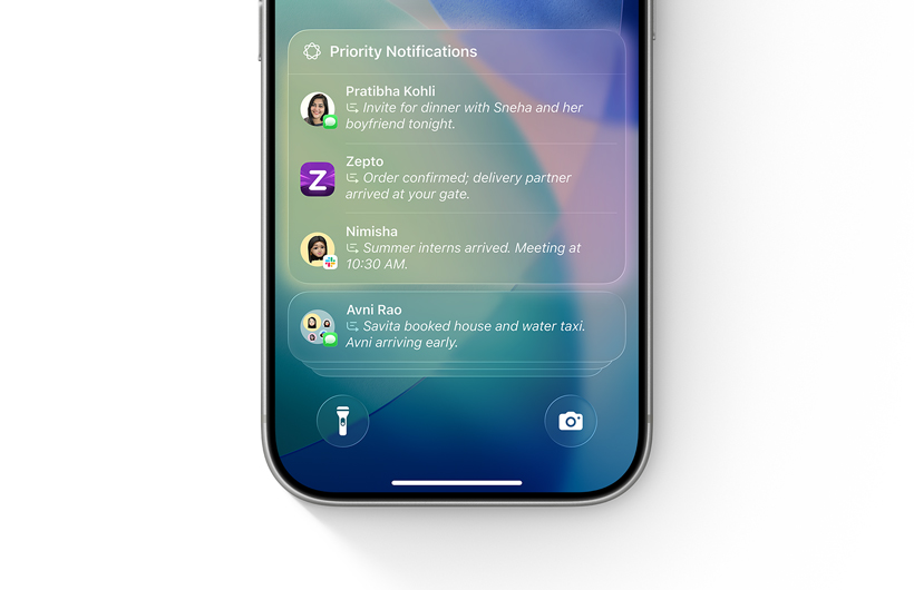 Notifications list on an iPhone highlights Priority Notifications at the top of the stack