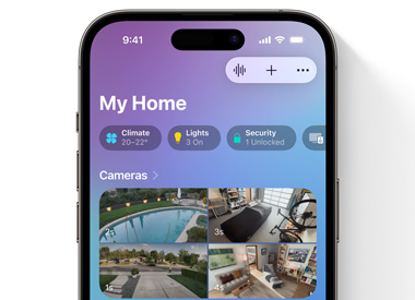 An iPhone showing 'My Home' UI on the Home app.