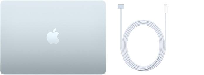 MacBook Air de 13 inchi și cablu USB‑C la MagSafe 3