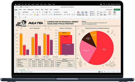 แอป Microsoft Excel แสดงอยู่บน MacBook Pro