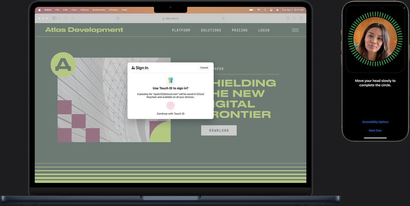 Macissa ja iPhonessa on erilaisia Touch ID:n elementtejä suojattua sisäänkirjautumista varten.