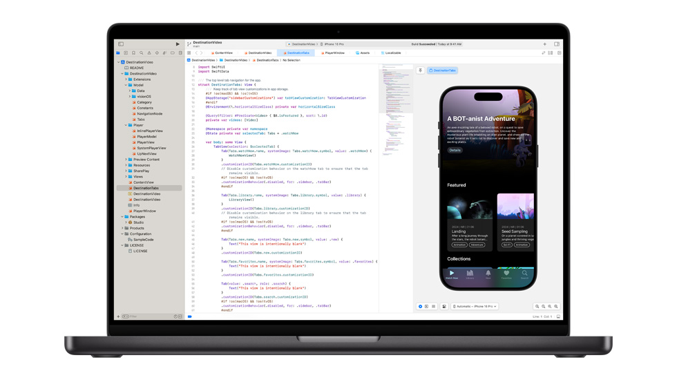 En una Mac abierta se muestra Swift, una app de edición de código de Apple.