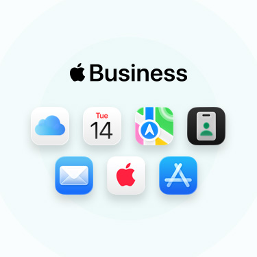 Une gamme d’apps et d’outils professionnels, dont iCloud, Calendrier, Plans, Apple Business, Mail, AppleCare et App Store