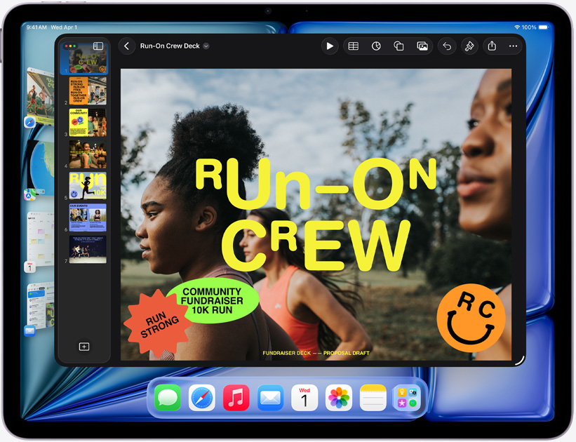 iPad Air, Querformat, der Bildschirm zeigt eine Keynote Präsentation