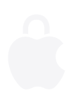 Spynos formos „Apple“ logotipas, spynos mechanizmas užrakintas, kad būtų pabrėžta privatumo apsauga