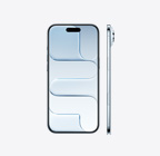 iPhone Air, etupuoli, taivaansininen, Dynamic Island keskellä yläreunassa, sivupinta, erittäin ohut profiili, sivupainike, Kamerasäädin-painike