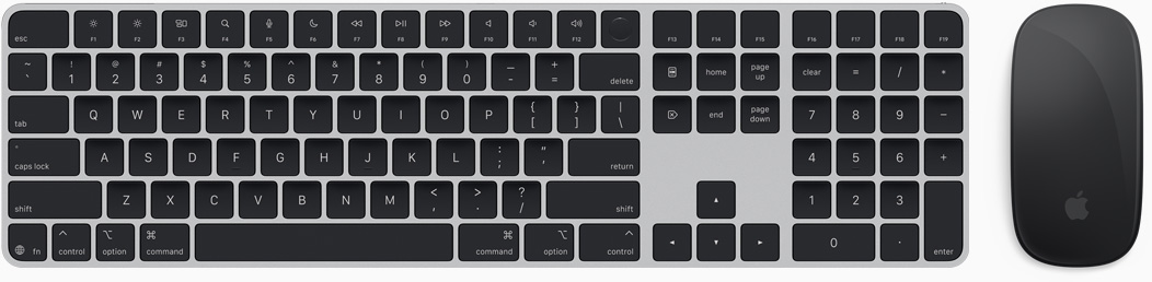 Magic Keyboard og Magic Mouse sett ovenfra