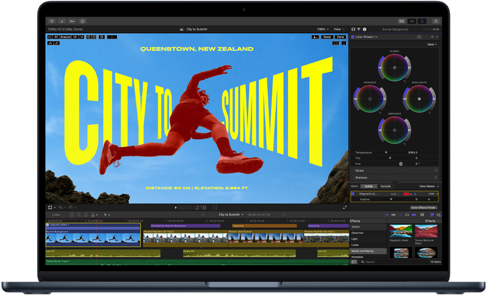 MacBook Air screen showing video editing to demonstrate M5 chip capabilities