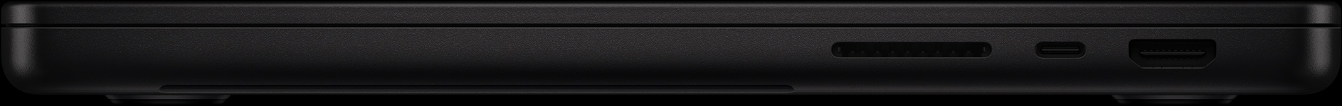 الجهة اليمنى: فتحة بطاقة&nbsp;SDXC‏، ومنفذ ثندربولت، ومنفذ&nbsp;HDMI‏