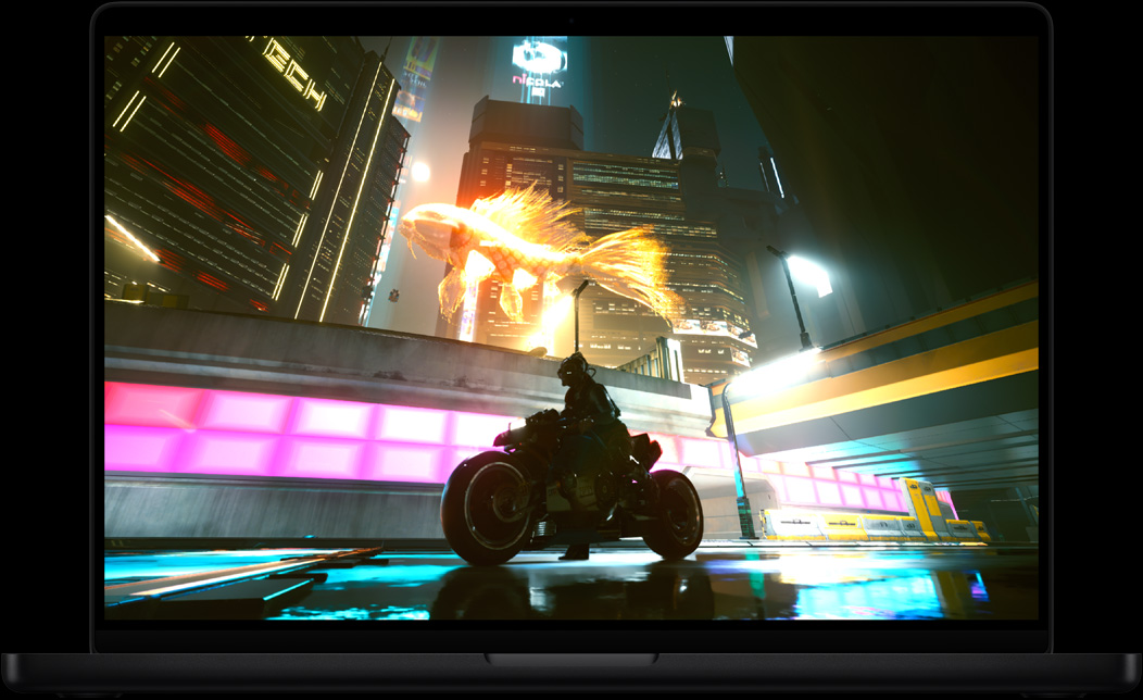 Screen of MacBook Pro of the video game Cyberpunk 2077: Ultimate