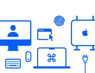 個人設定指導標誌，並有滑鼠和鍵盤等不同 Mac 圖像