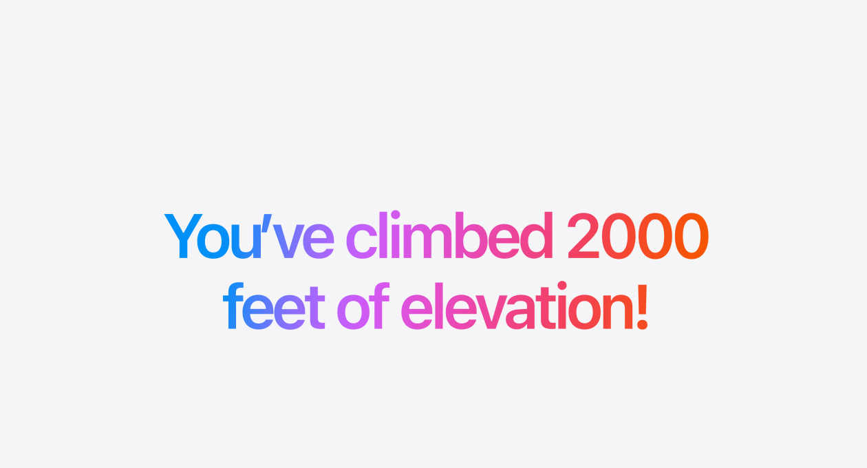 You’ve climbed 1,000 metres of elevation! to illustrate Workout Buddy
