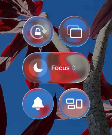 Translucent controls, like portrait orientation, screen mirroring, Focus, and more