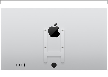 Back view of Studio Display XDR with Vesa mount adapter, showing width measurement