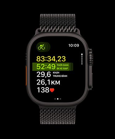 Apple Watch Ultra 3, black color, titanium case, Multisport workout, band, black Milanese Loop